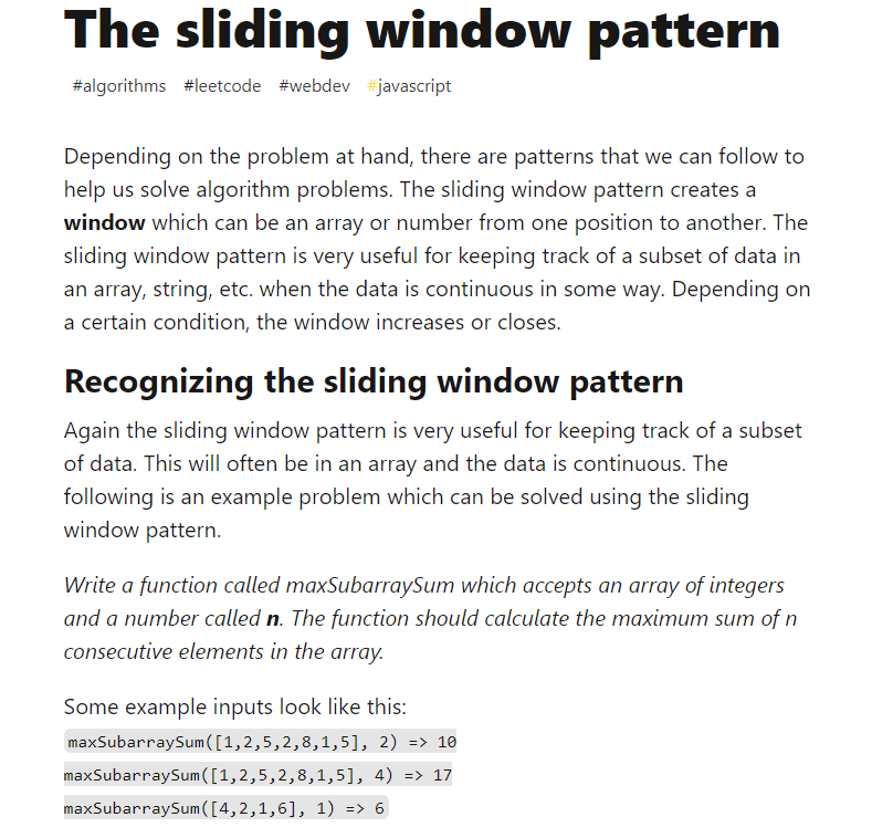 The sliding window pattern